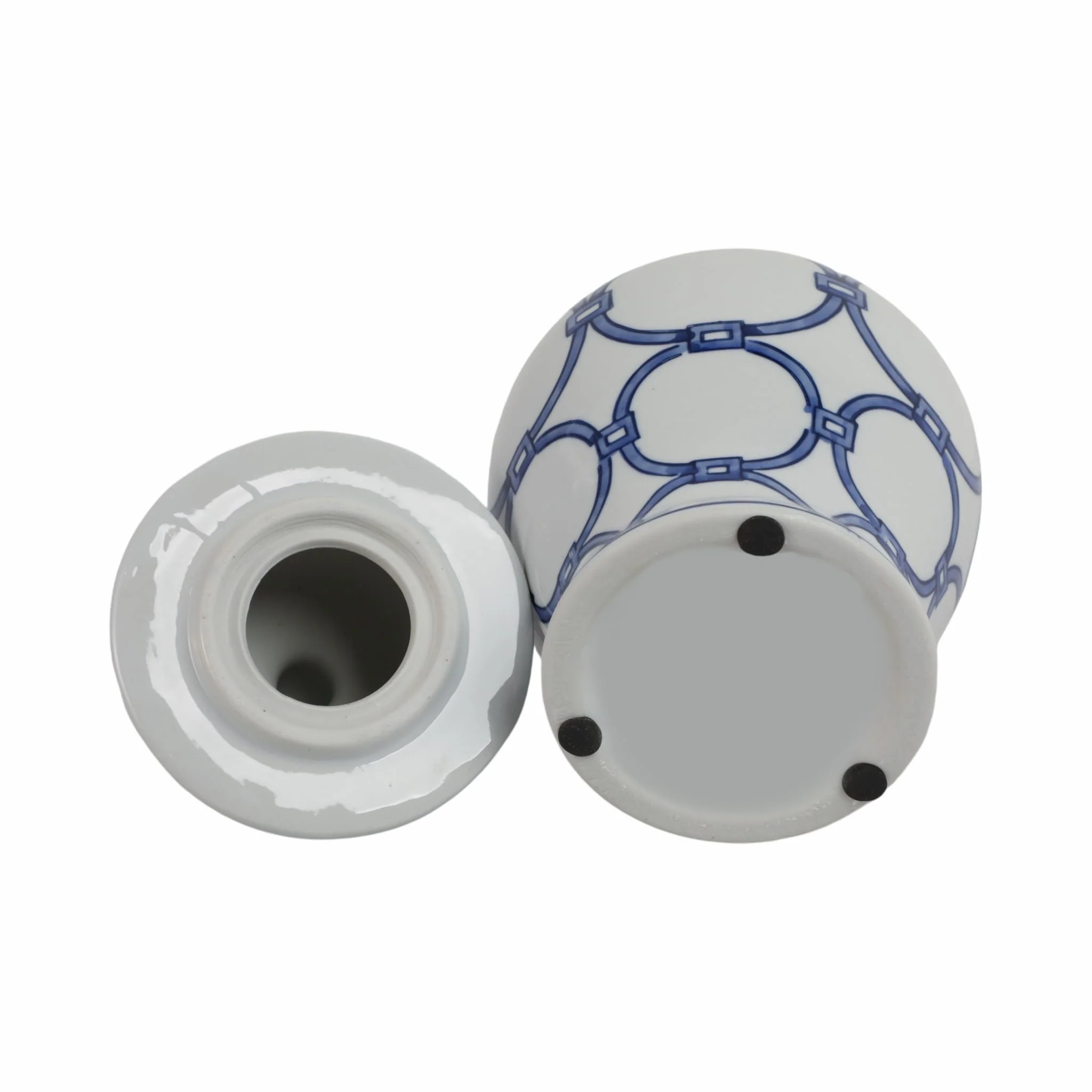 Cer, 10" Links Temple Jar, Blue/white - Image 7