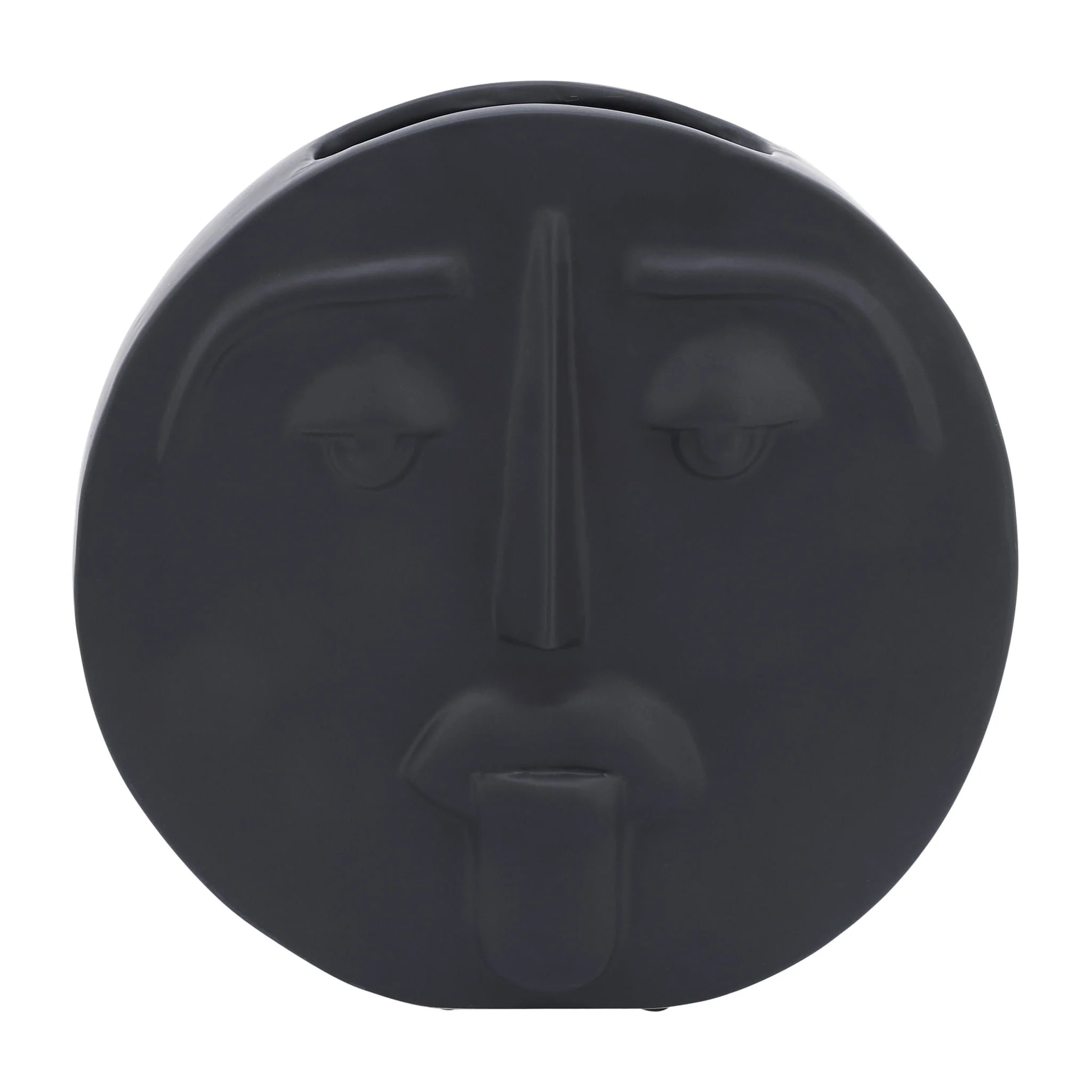 Cer, 10" Sad Face Vase, Black - Image 4