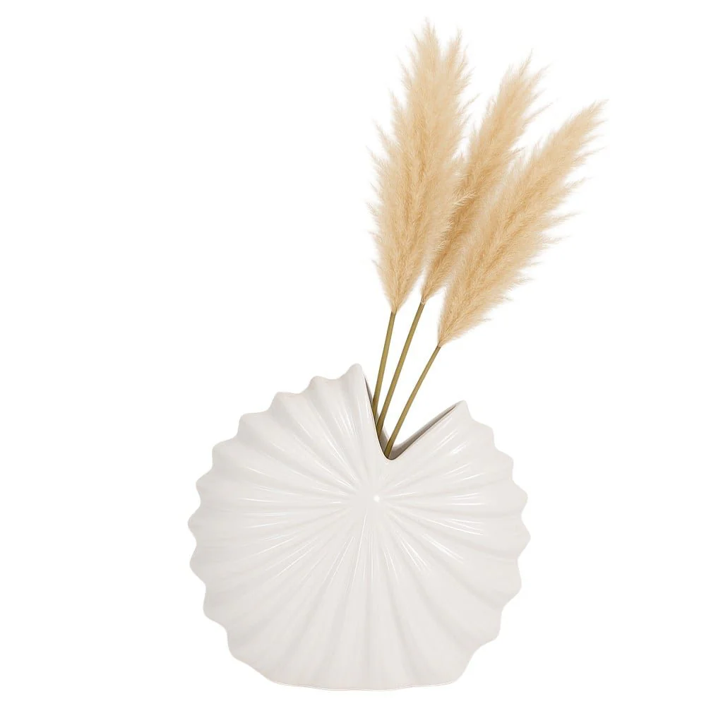 Cer, 10" Shell Vase, White - Image 2
