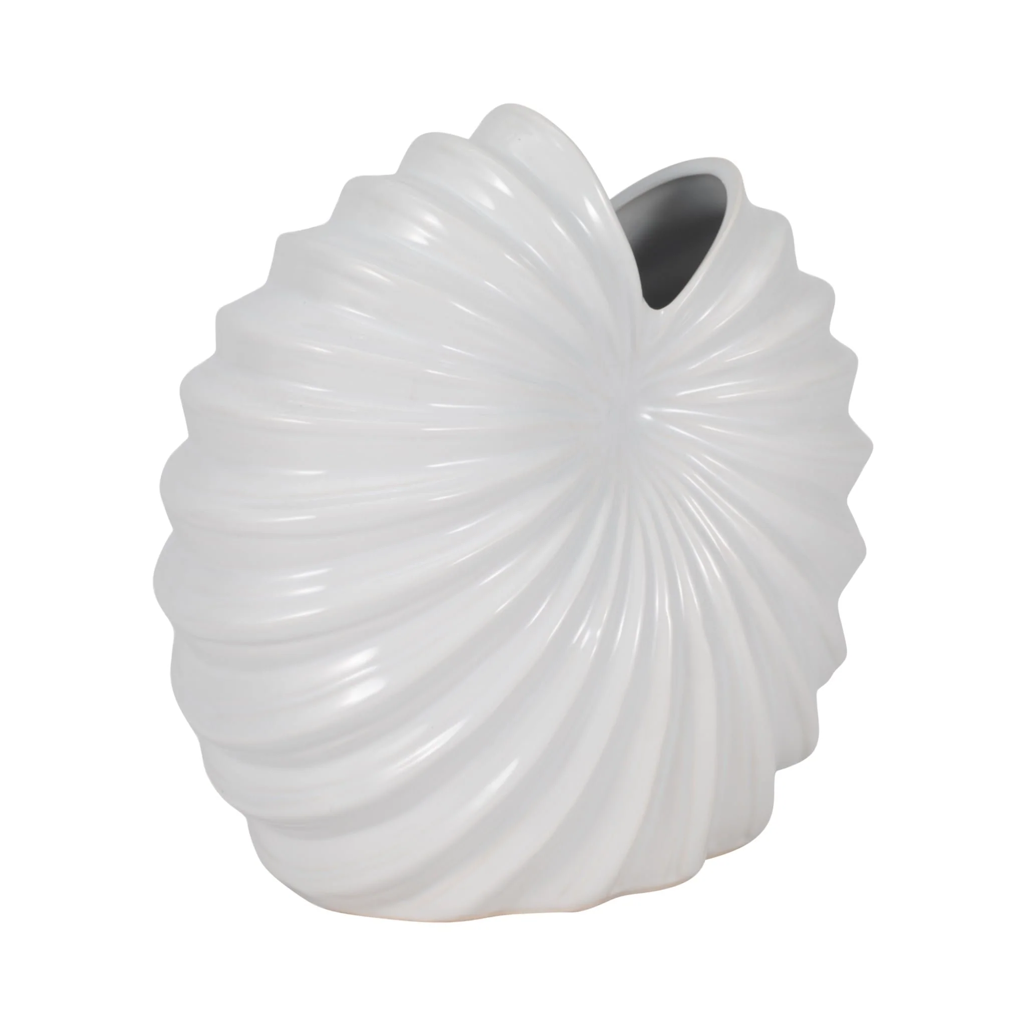 Cer, 10" Shell Vase, White - Image 3