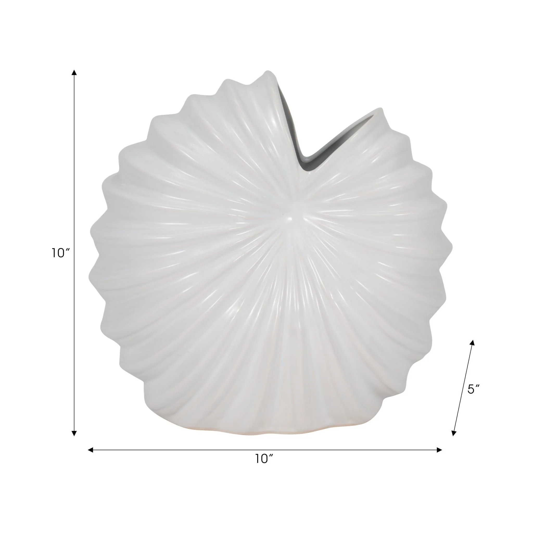 Cer, 10" Shell Vase, White - Image 9