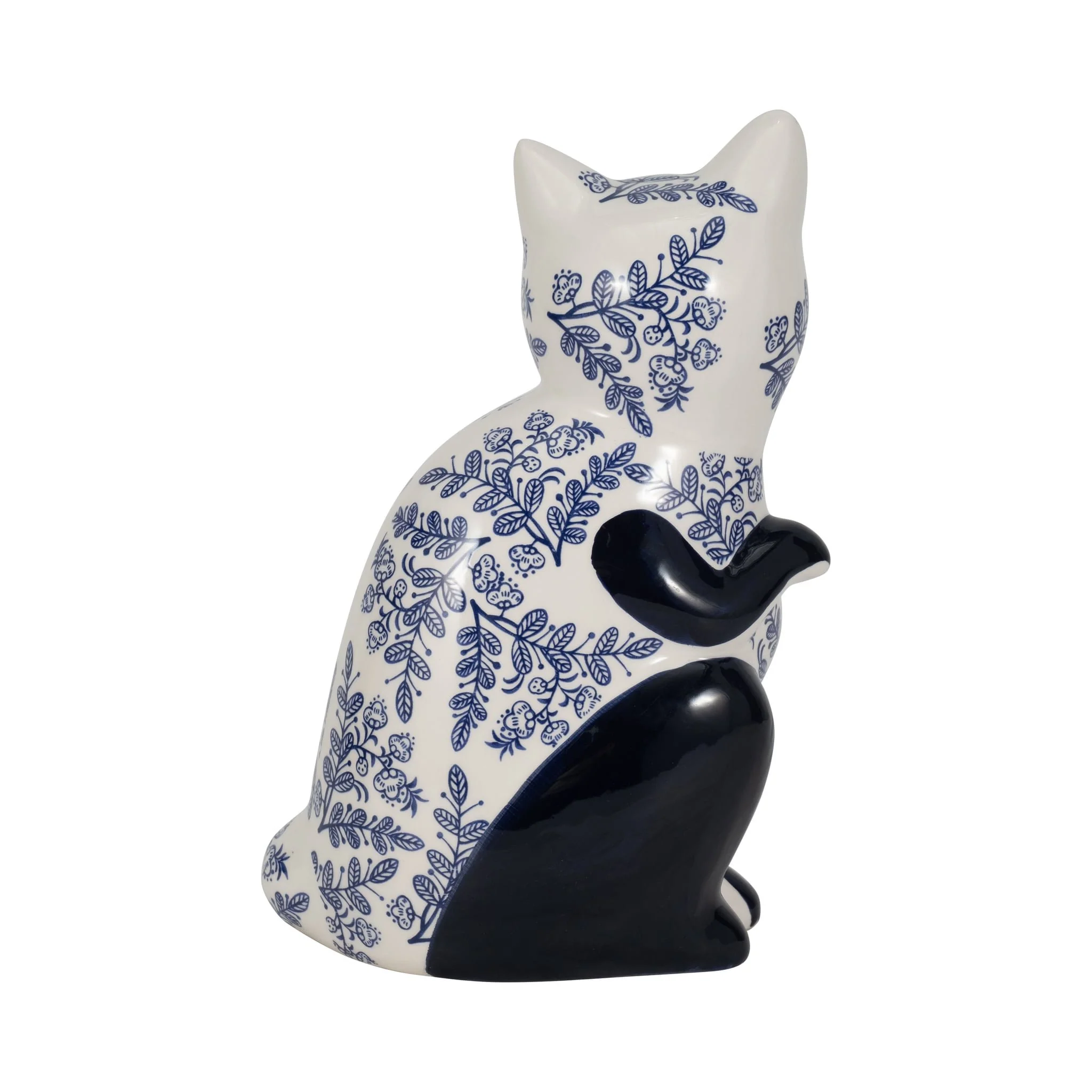 Cer, 10" Sitting Chinoiserie Cat, Blue/white - Image 4