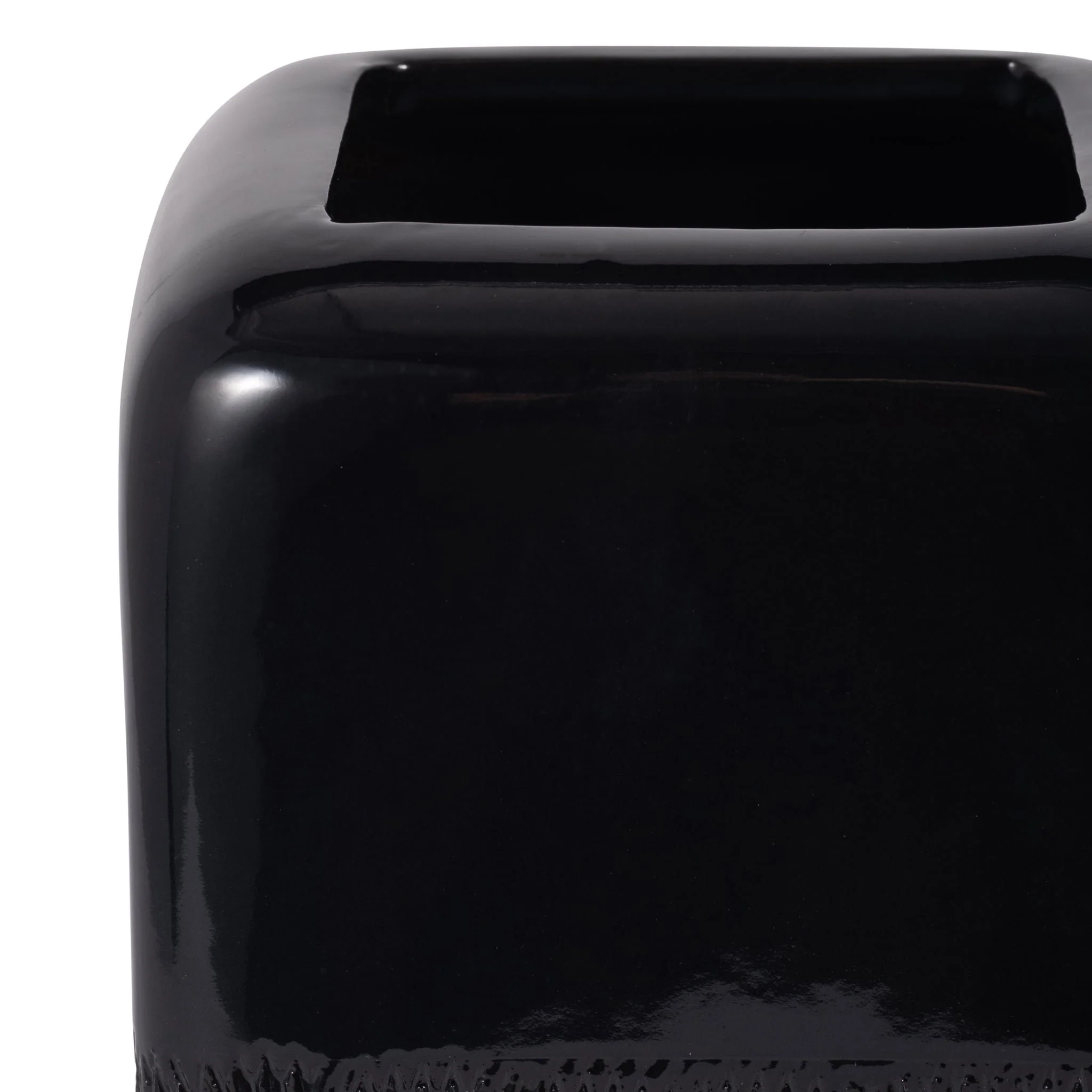 Cer, 10" Squared Grooved Vase, Black - Image 4