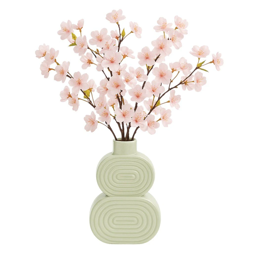 Cer, 10" Stacked Circles Vase, Cucumber - Image 2