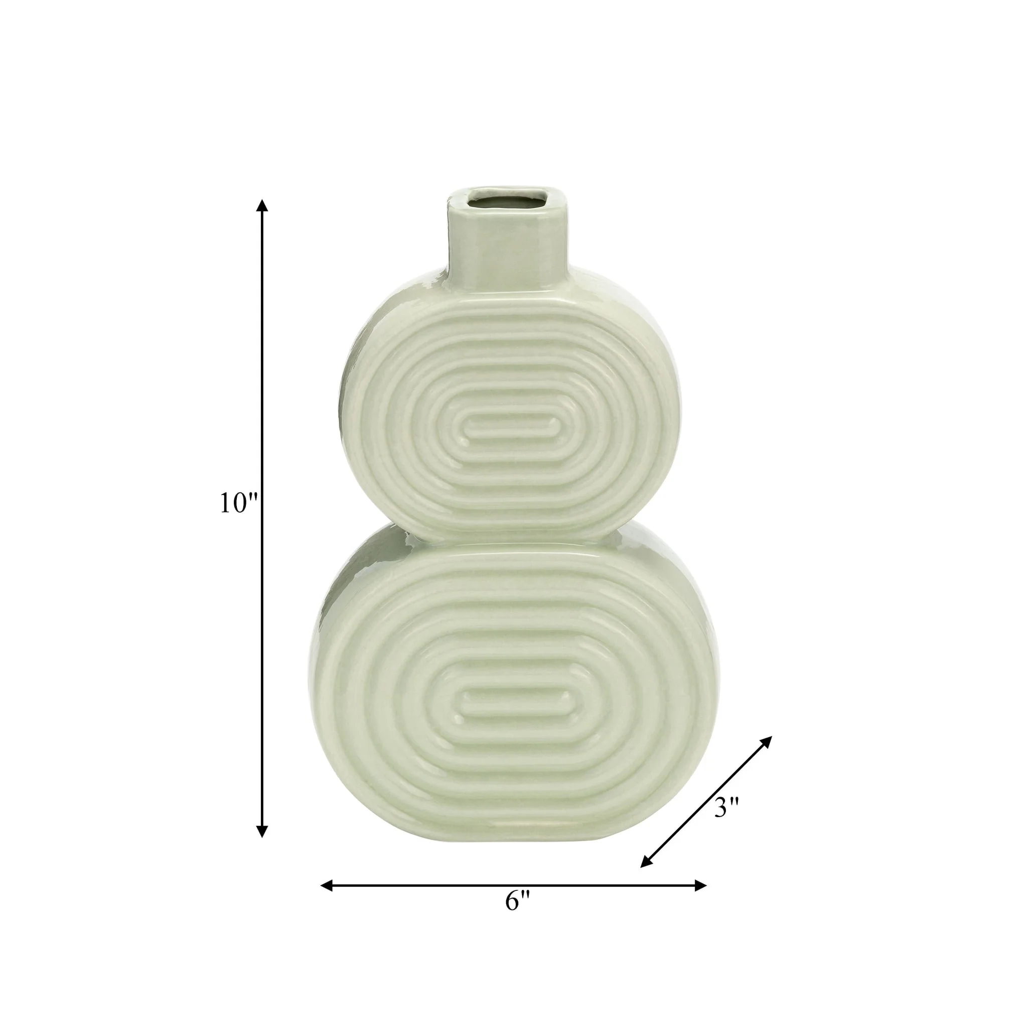 Cer, 10" Stacked Circles Vase, Cucumber - Image 8