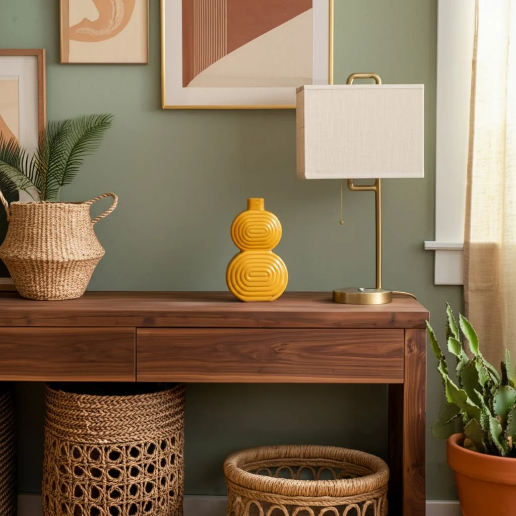 Cer, 10" Stacked Circles Vase, Mustard Gold - Image 10