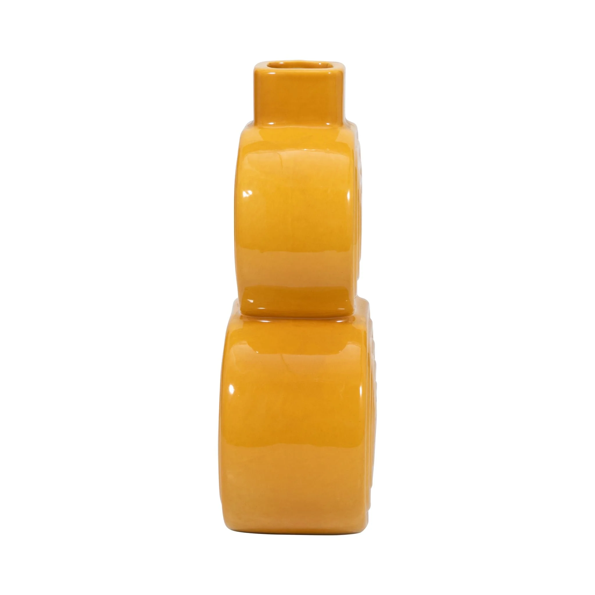 Cer, 10" Stacked Circles Vase, Mustard Gold - Image 4