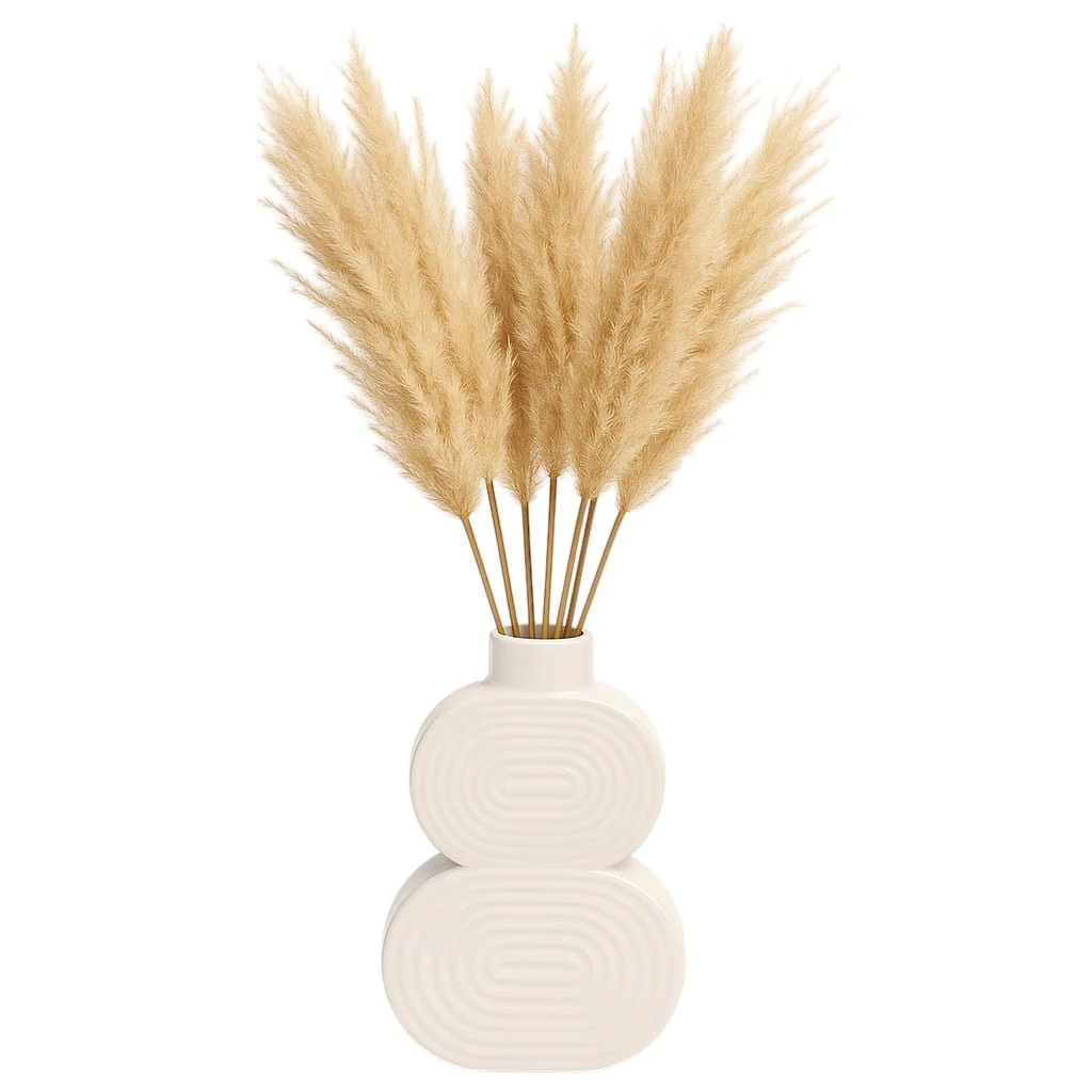 Cer, 10" Stacked Circles Vase, White - Image 2