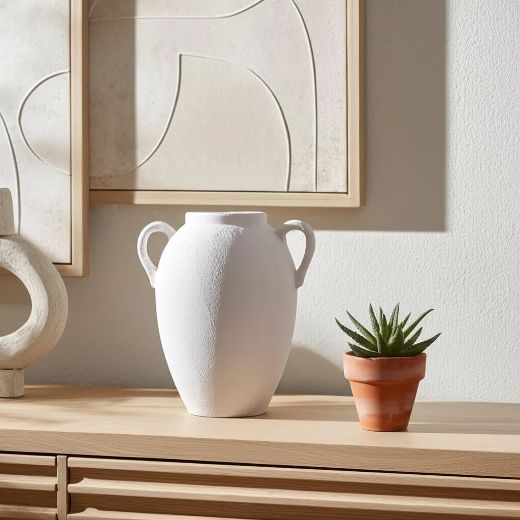 Cer, 10" Textured Jug W/ Handles, White - Image 12