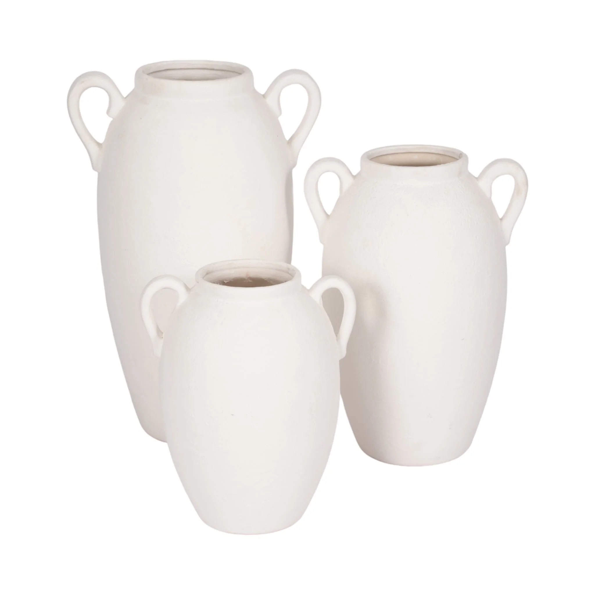 Cer, 10" Textured Jug W/ Handles, White - Image 8