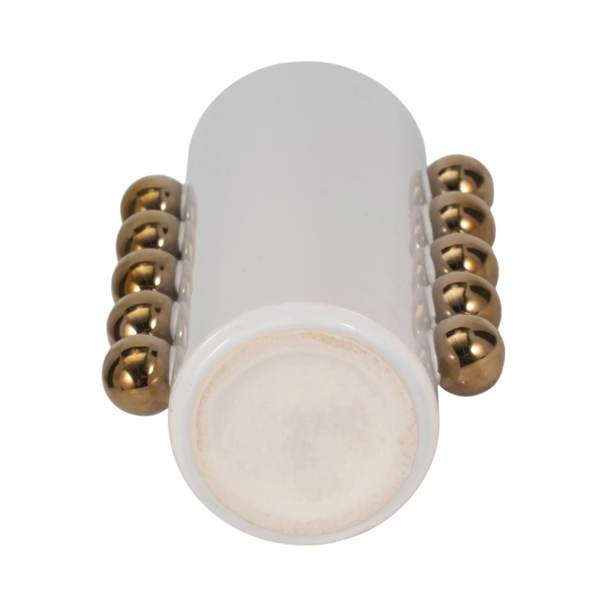 Cer, 10" Vase W/ Side Knobs, White/gold - Image 7