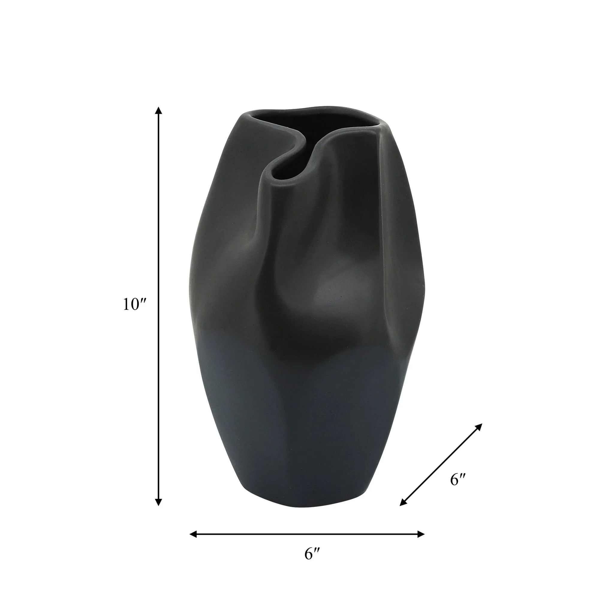 Cer, 10"h Abstract Vase, Black - Image 3