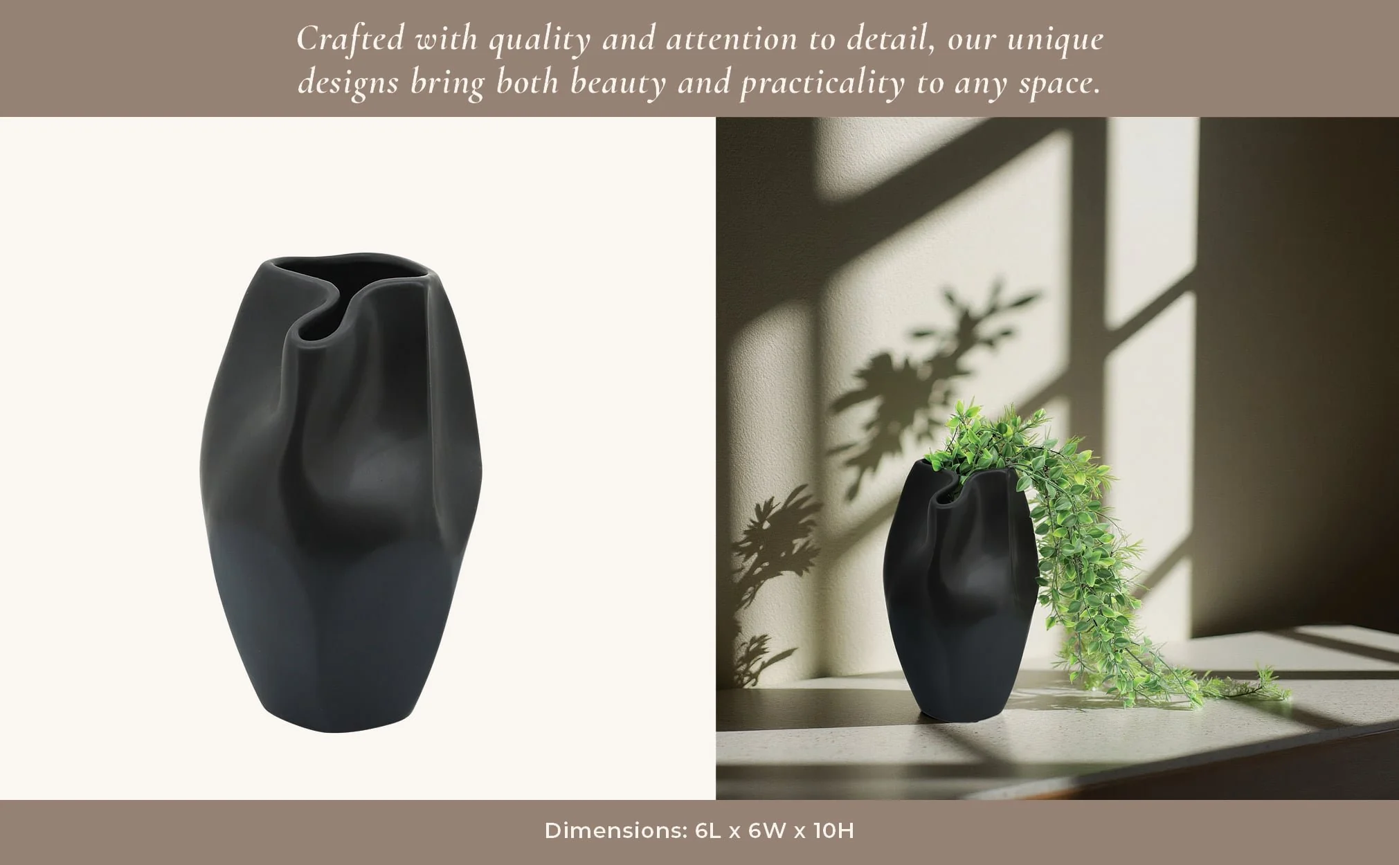 Cer, 10"h Abstract Vase, Black - Image 7