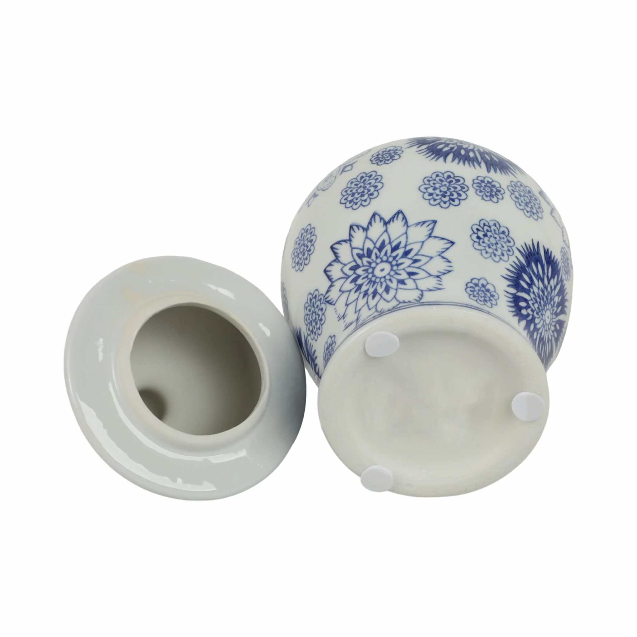 Cer, 10"h Asstd Flowers Temple Jar, Blue - Image 7