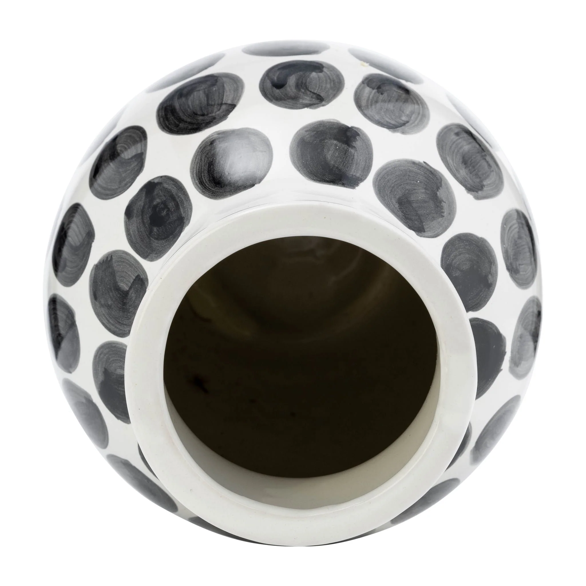 Cer, 10"h Blk Polk-a-dot Flower Vase, White - Image 5