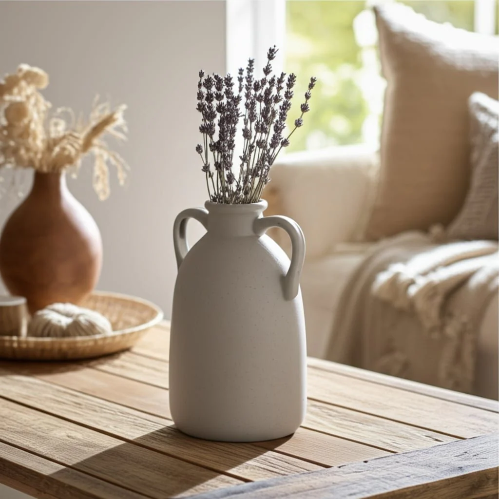 Cer, 10"h Eared Vase, Gray - Image 12