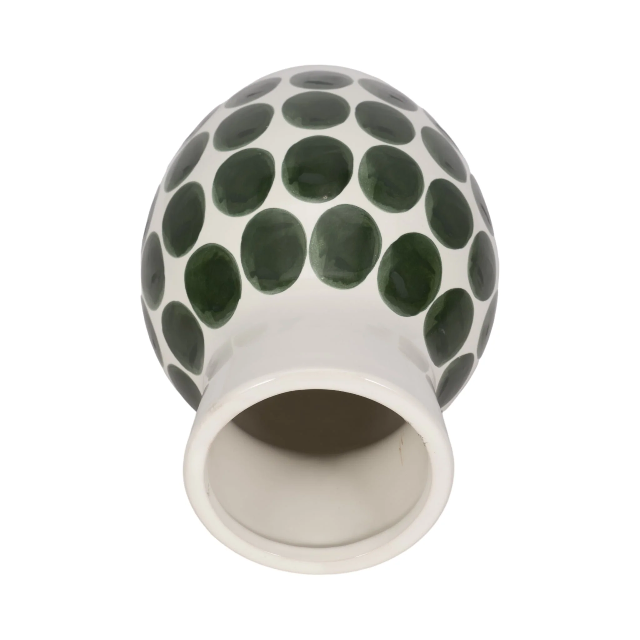Cer, 10"h Forest Green Polk-a-dot Flower Vase,wht - Image 5