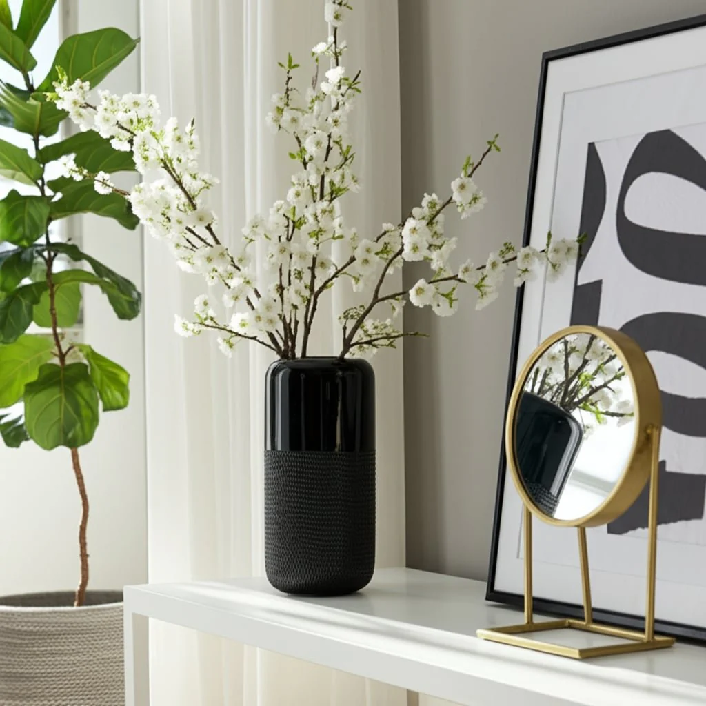 Cer, 10"h Grooved Vase, Black - Image 10