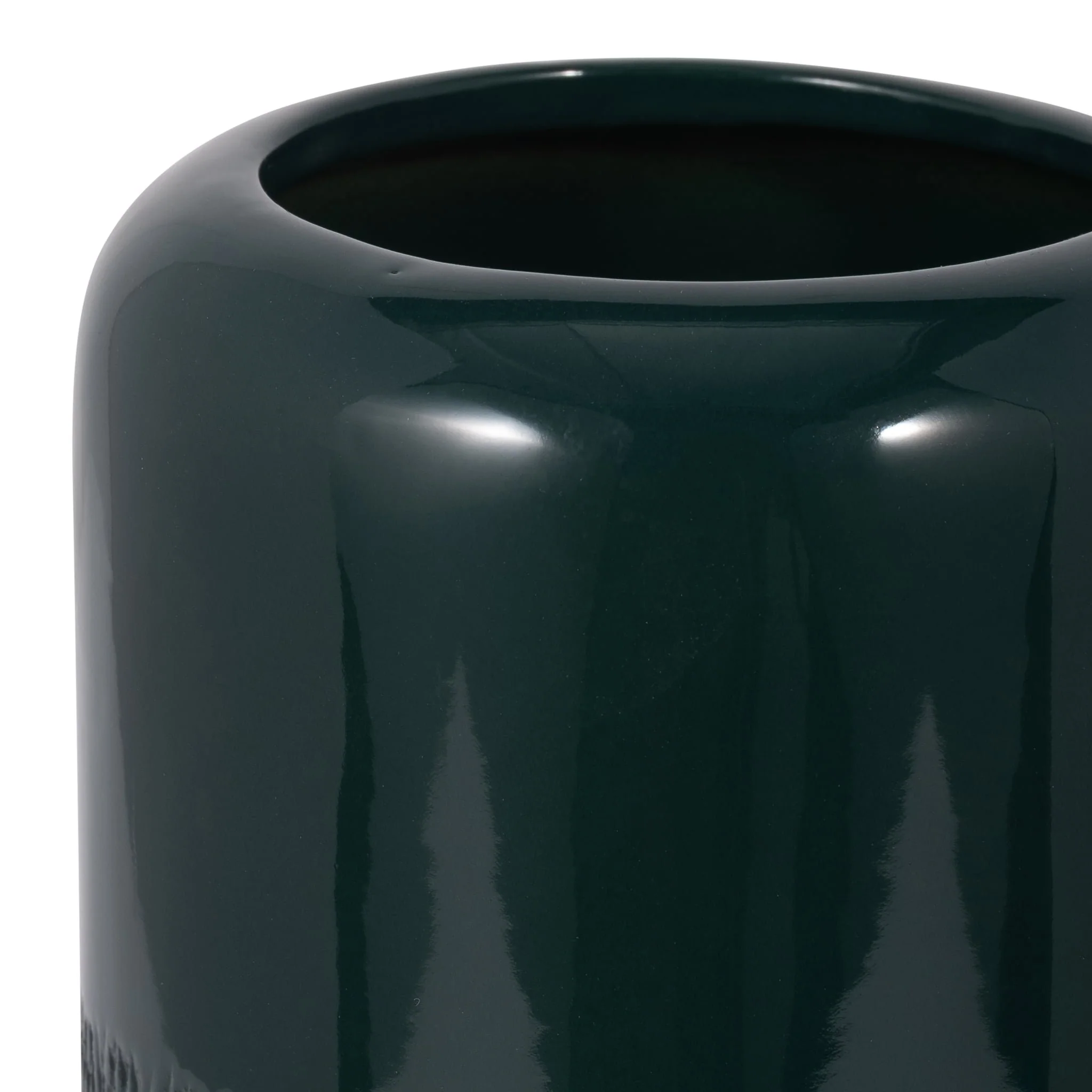 Cer, 10"h Grooved Vase, Forest Green - Image 3