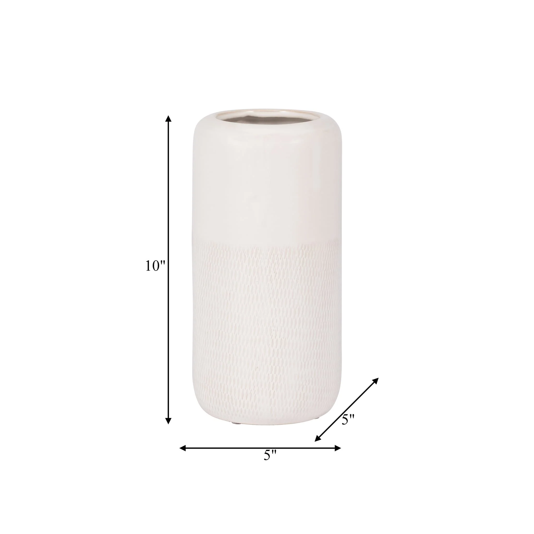 Cer, 10"h Grooved Vase, Ivory - Image 6