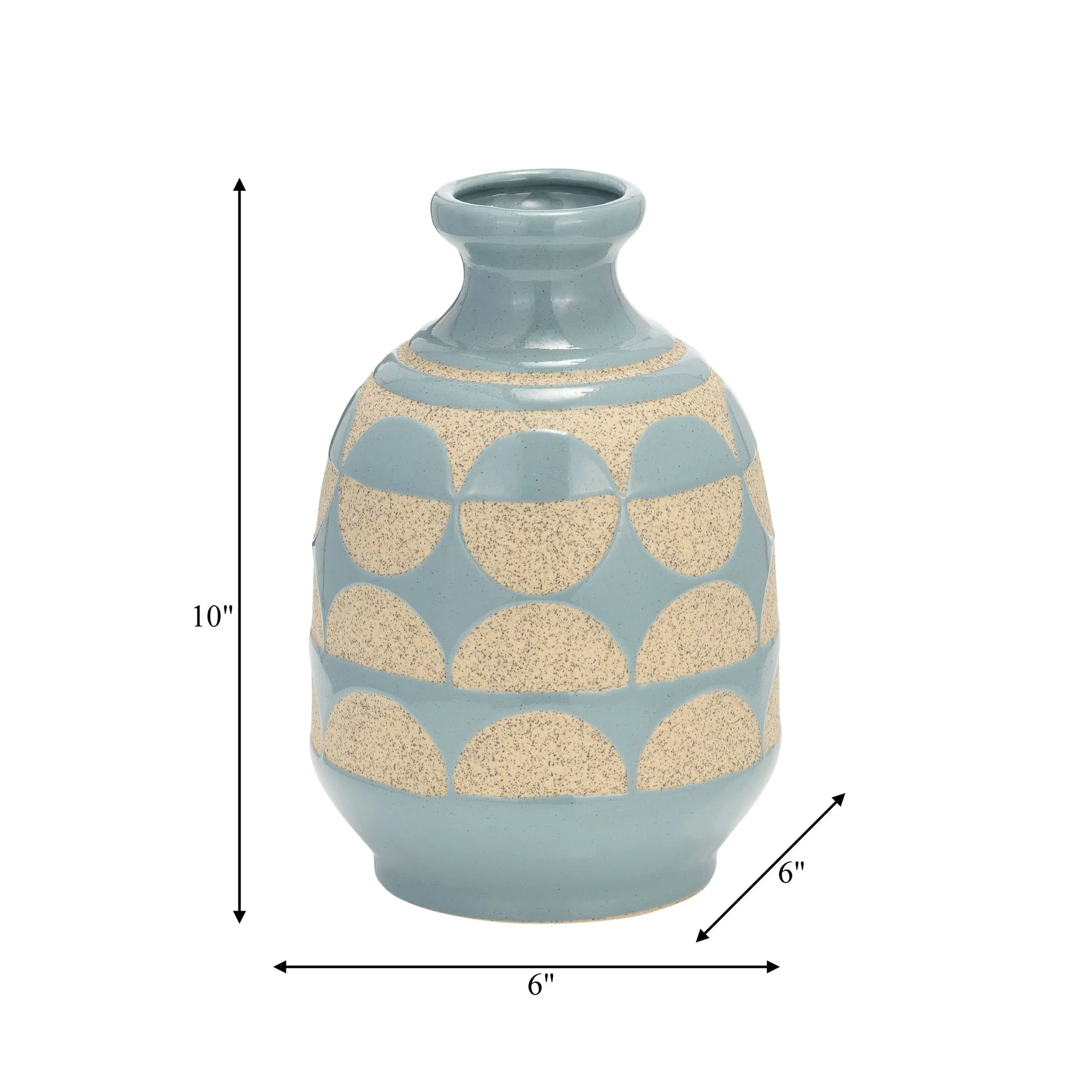 Cer, 10"h Half Circles Vase, Cameo Blue - Image 6