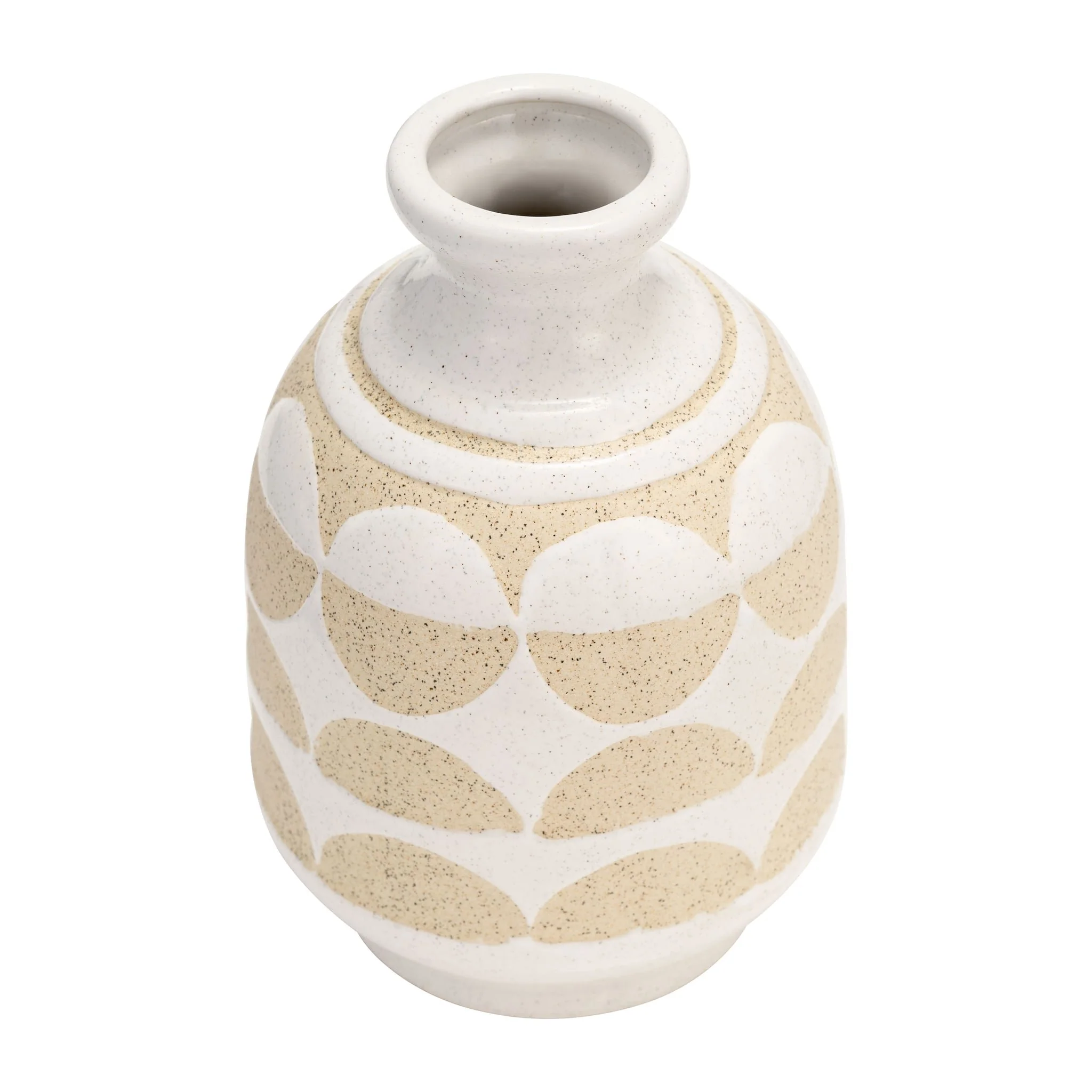 Cer, 10"h Half Circles Vase, Ivory - Image 3