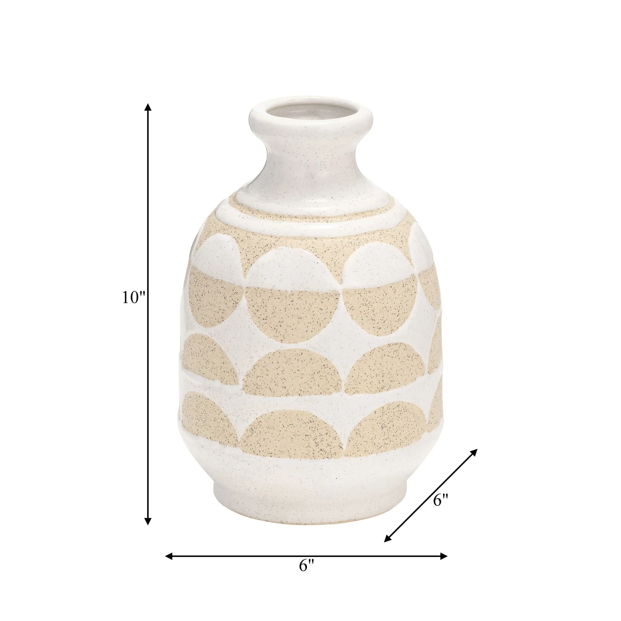 Cer, 10"h Half Circles Vase, Ivory - Image 6