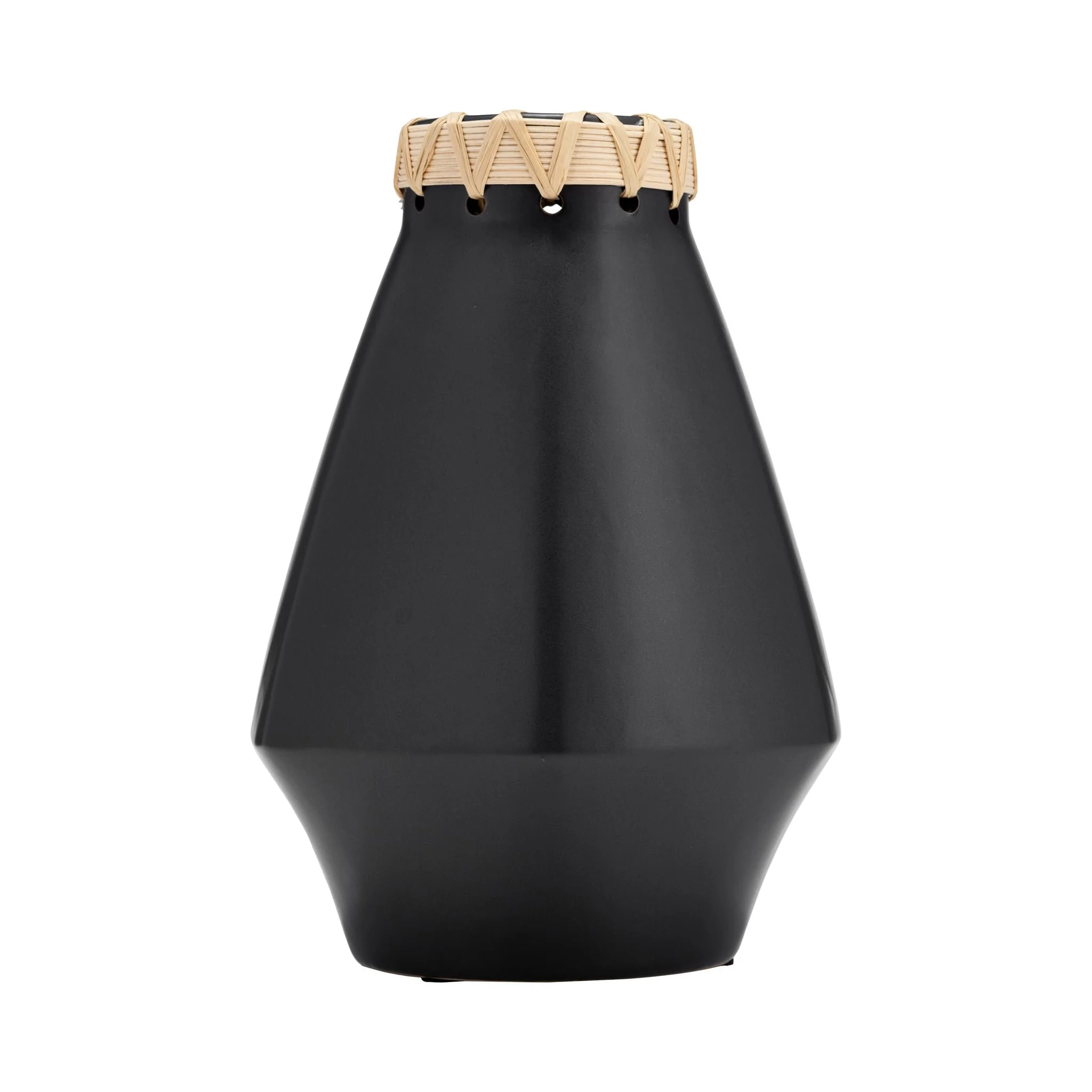 Cer, 10"h Vase W/ Weaving, Black - Image 2