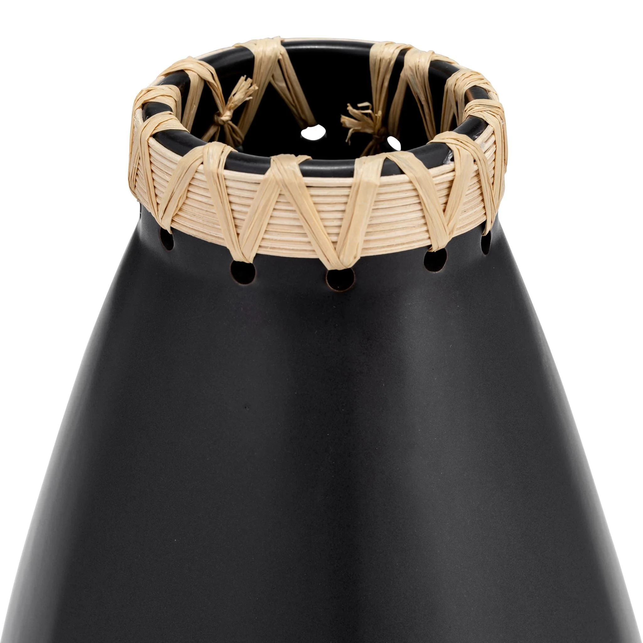 Cer, 10"h Vase W/ Weaving, Black - Image 5