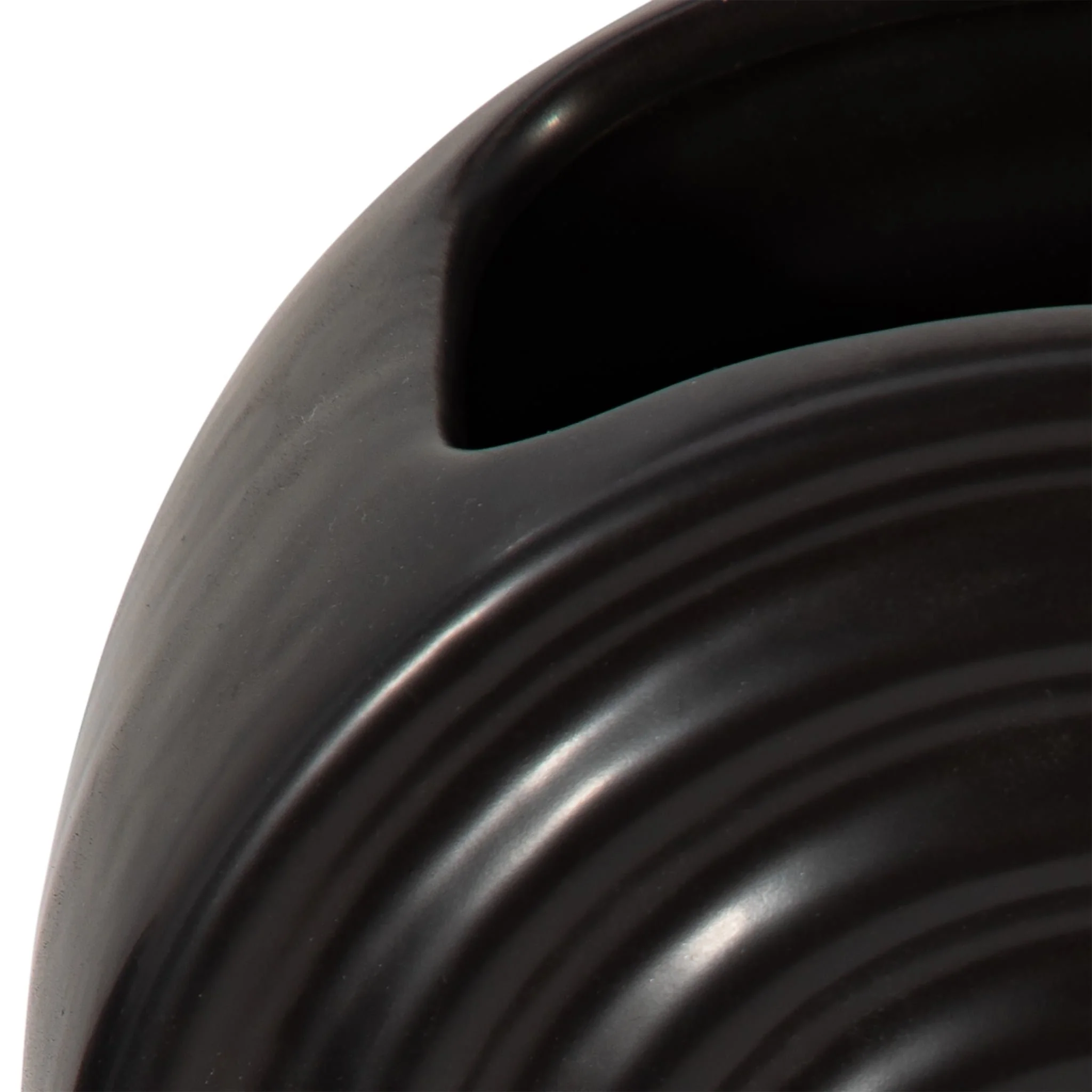 Cer, 11" Oval Ridged Vase, Black - Image 5