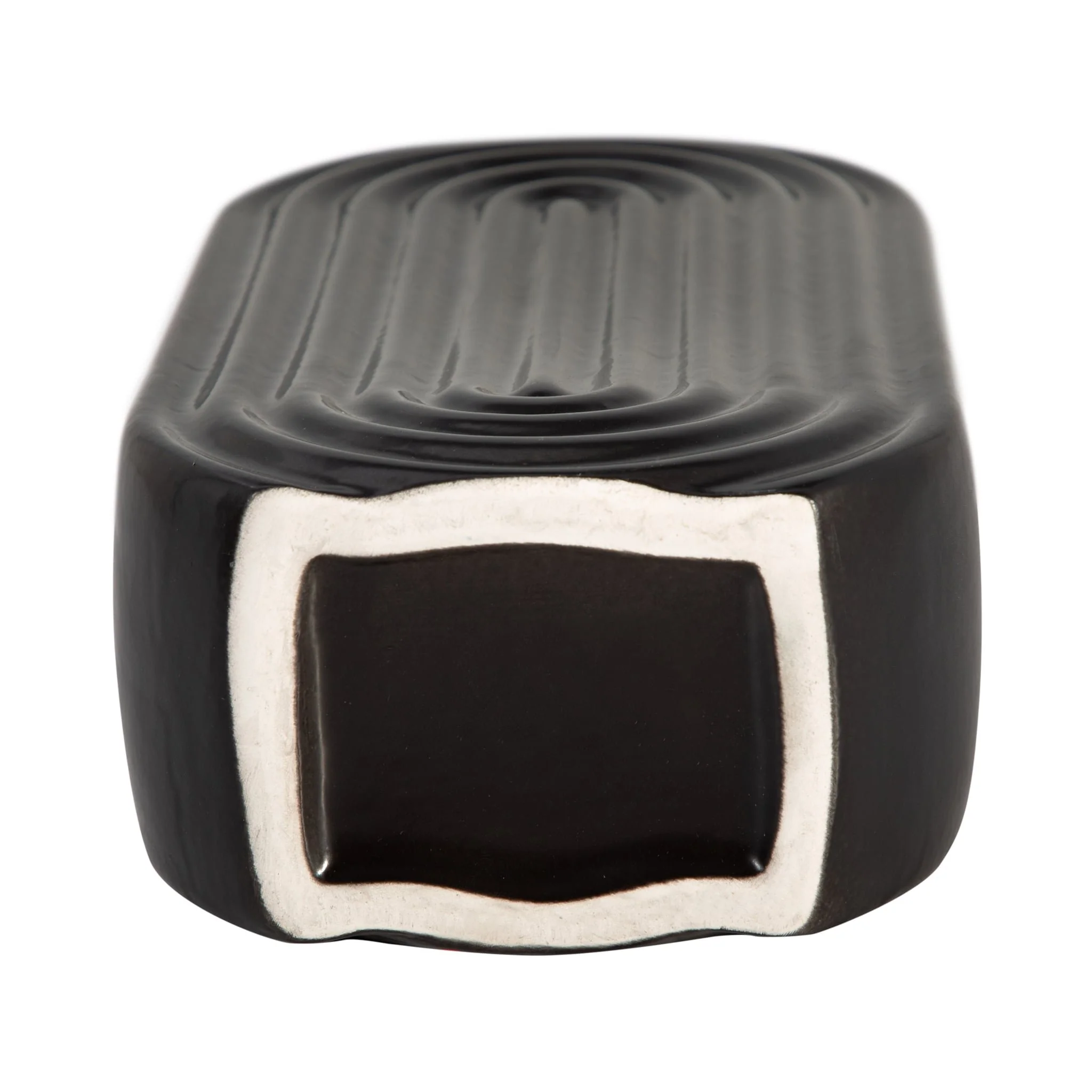 Cer, 11" Oval Ridged Vase, Black - Image 6