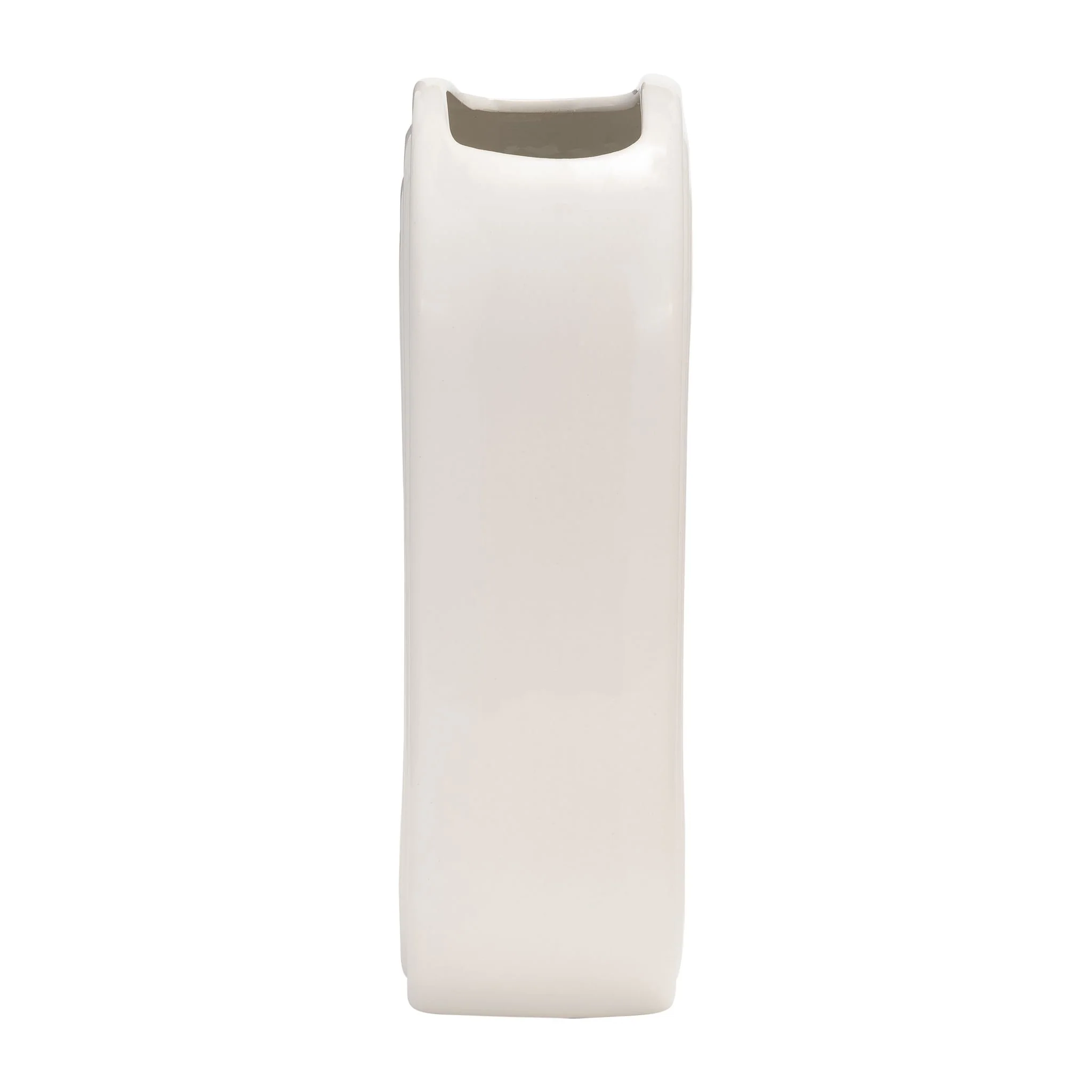 Cer, 11" Oval Ridged Vase, White - Image 4