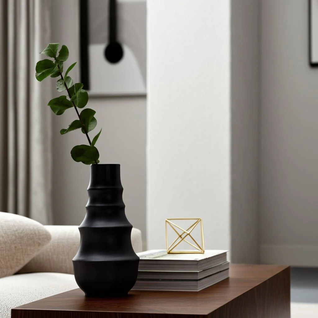Cer,11" Ring Pattern Vase,black - Image 11