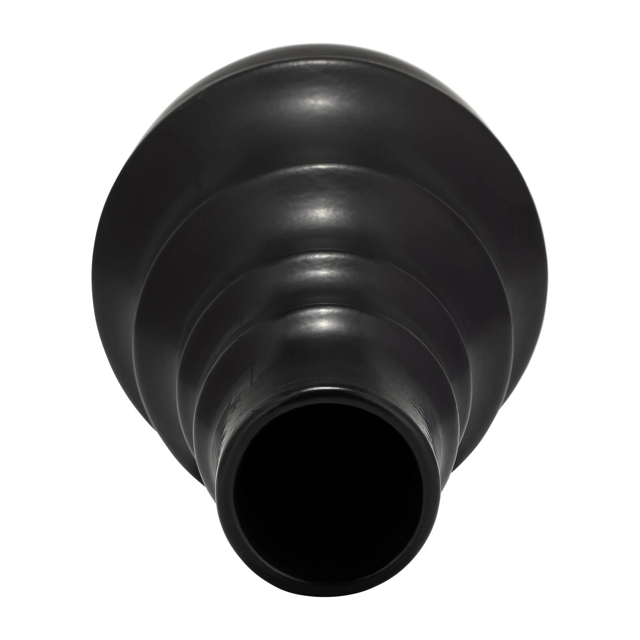 Cer,11" Ring Pattern Vase,black - Image 5