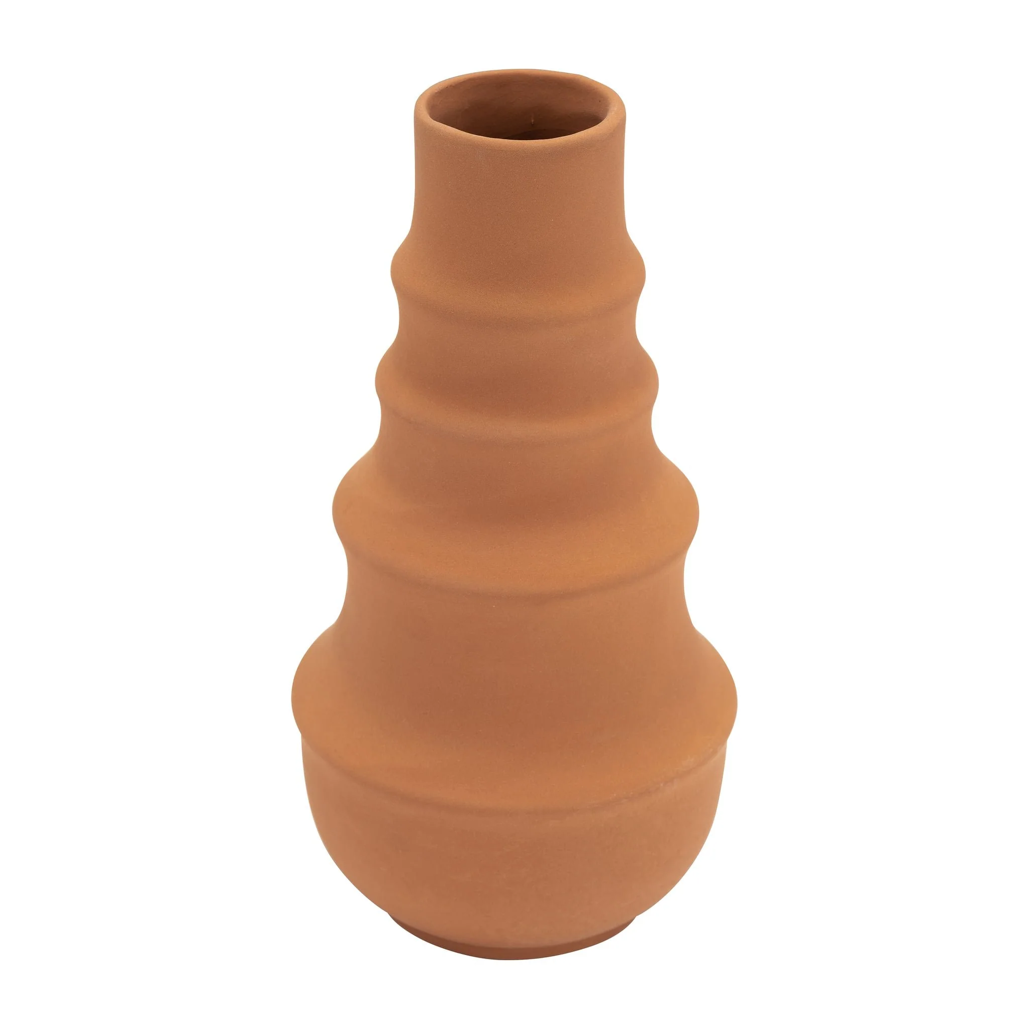 Cer,11",ring Pattern Vase,terracotta - Image 2
