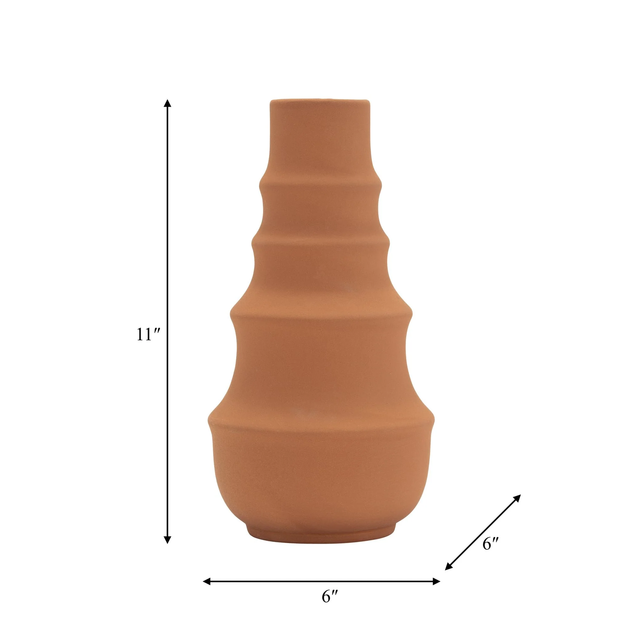 Cer,11",ring Pattern Vase,terracotta - Image 7