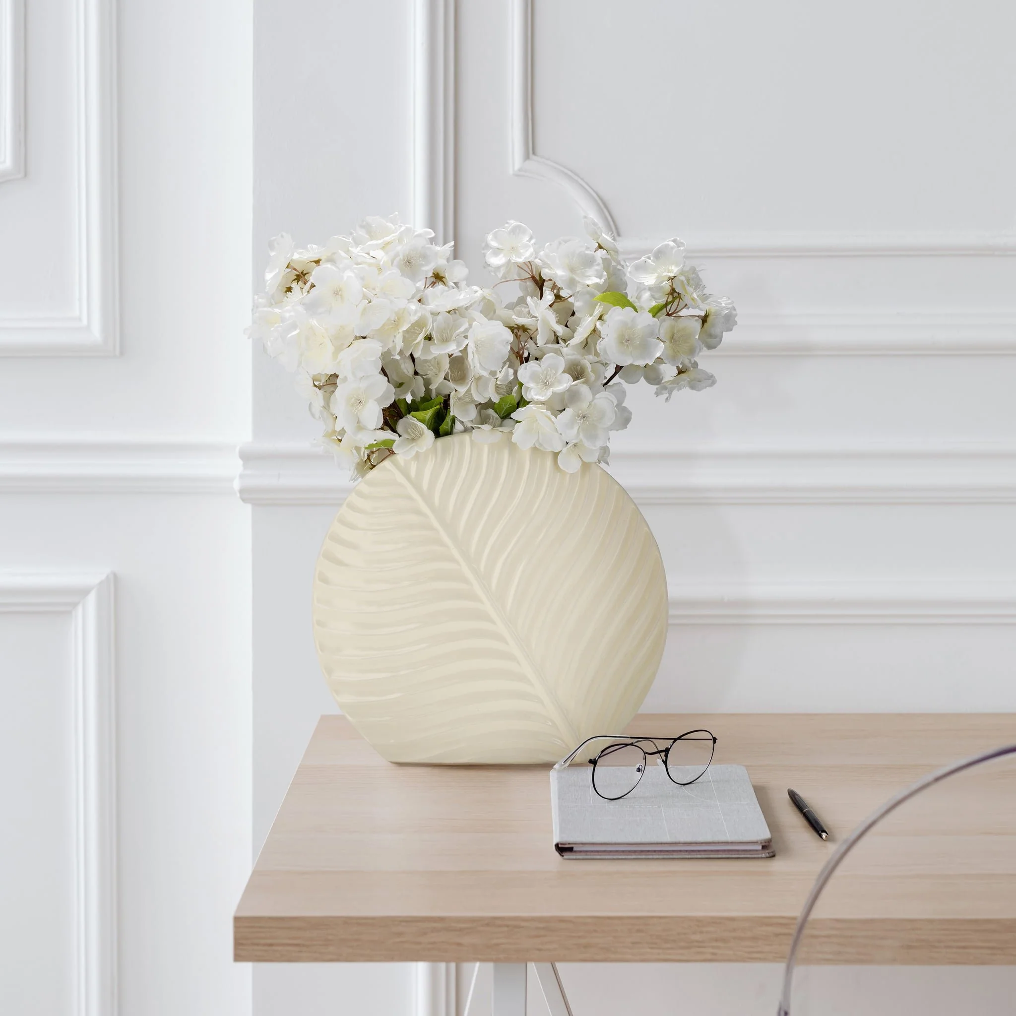 Cer, 11" Round Botanical Vase, Cotton - Image 10
