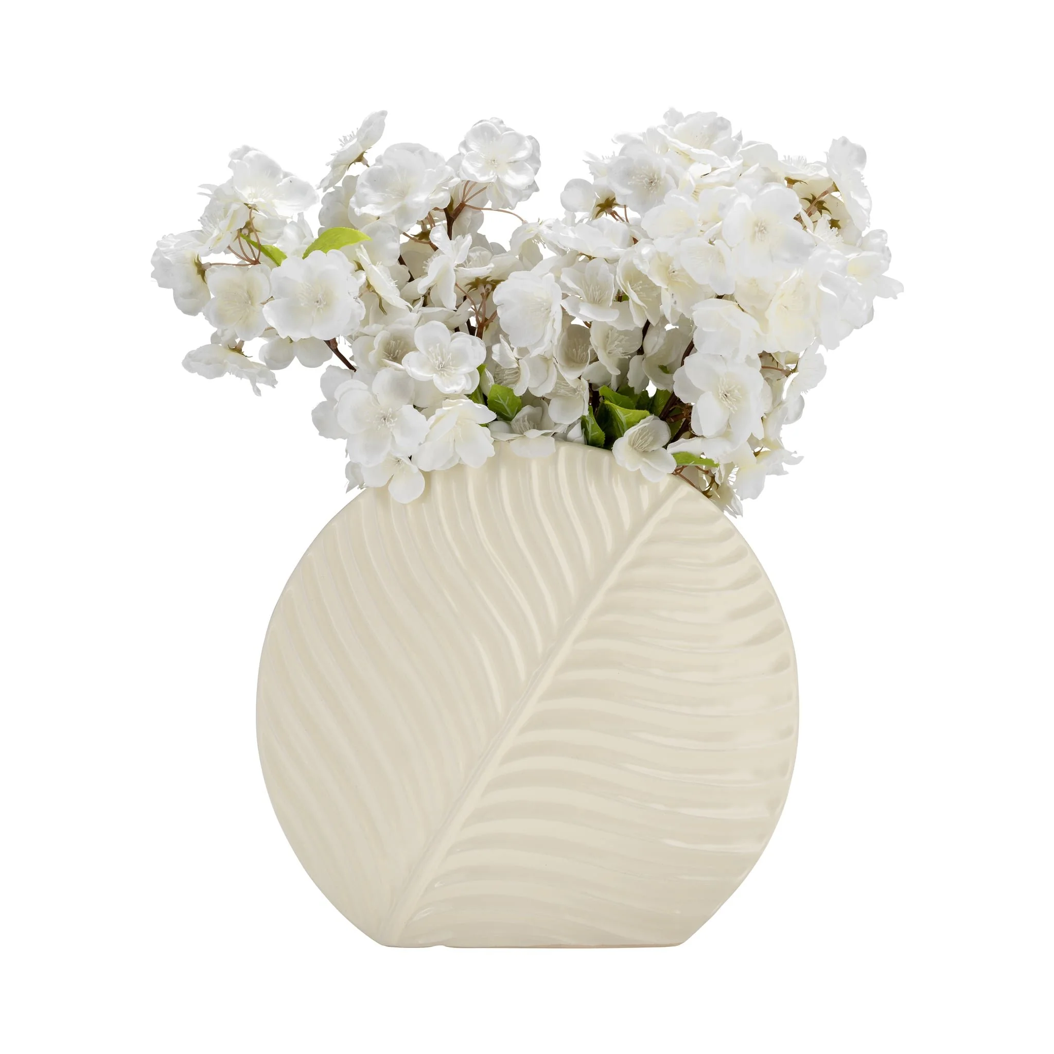 Cer, 11" Round Botanical Vase, Cotton - Image 2