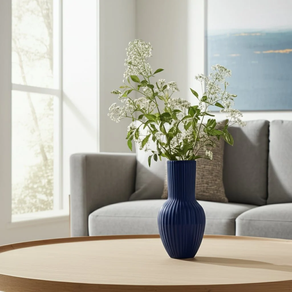 Cer, 11"h Bouquet Vase, Navy - Image 10