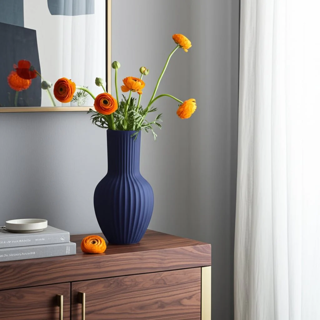 Cer, 11"h Bouquet Vase, Navy - Image 9