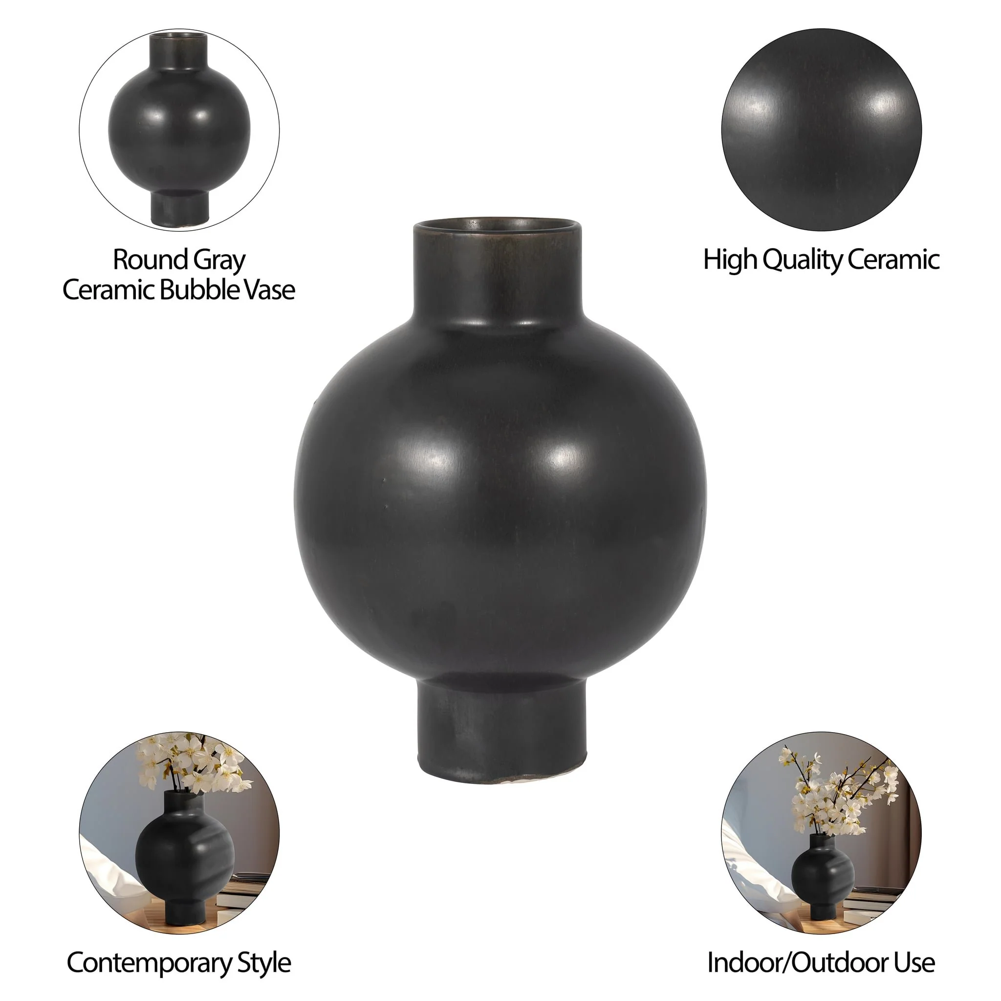Cer, 11"h Bubble Vase, Gray - Image 8