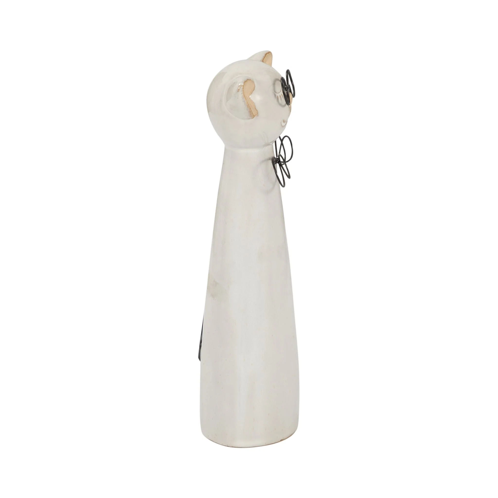 Cer, 11"h Cat W/ Glasses, Beige - Image 3
