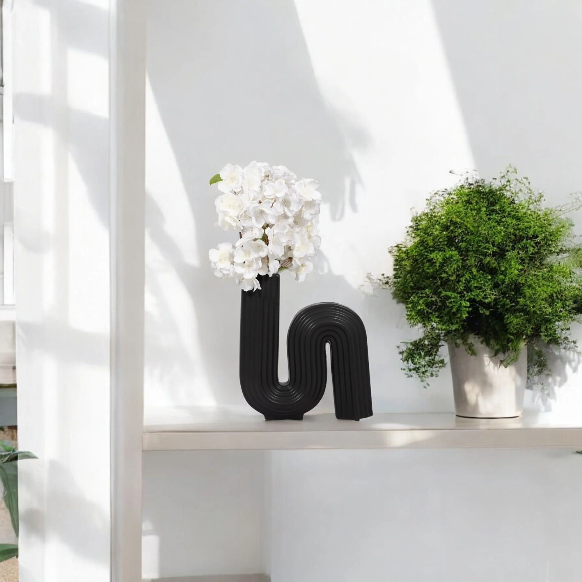 Cer, 11"h Loopy Vase, Black - Image 10