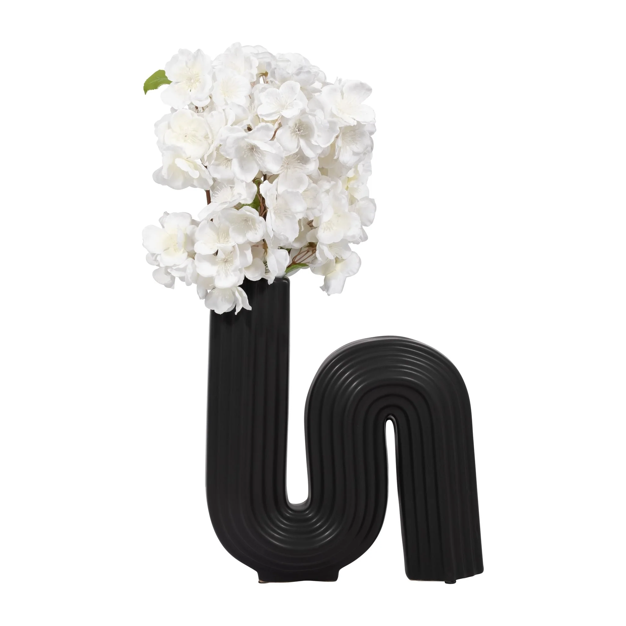 Cer, 11"h Loopy Vase, Black - Image 4