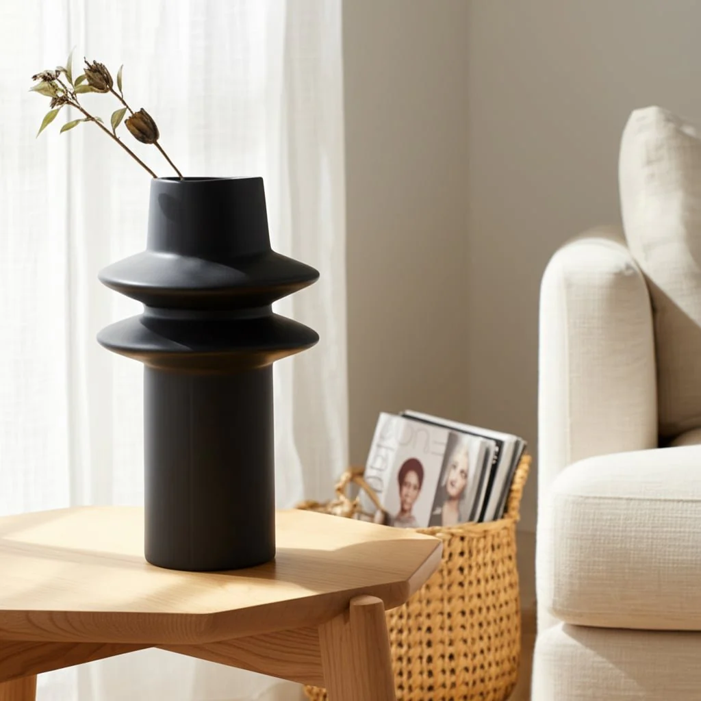 Cer, 11"h Modern Vase, Black - Image 10