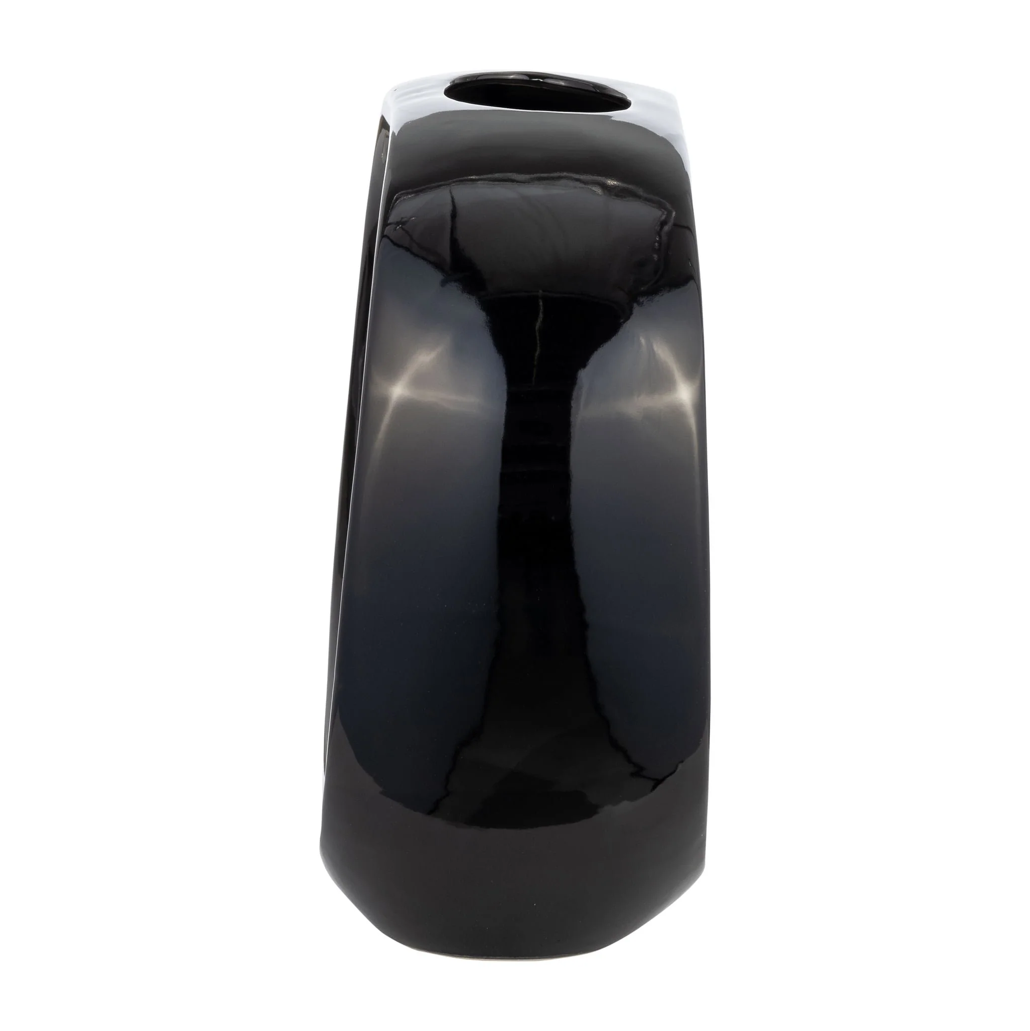 Cer, 11"h Oval Vase, Shiny Black - Image 4