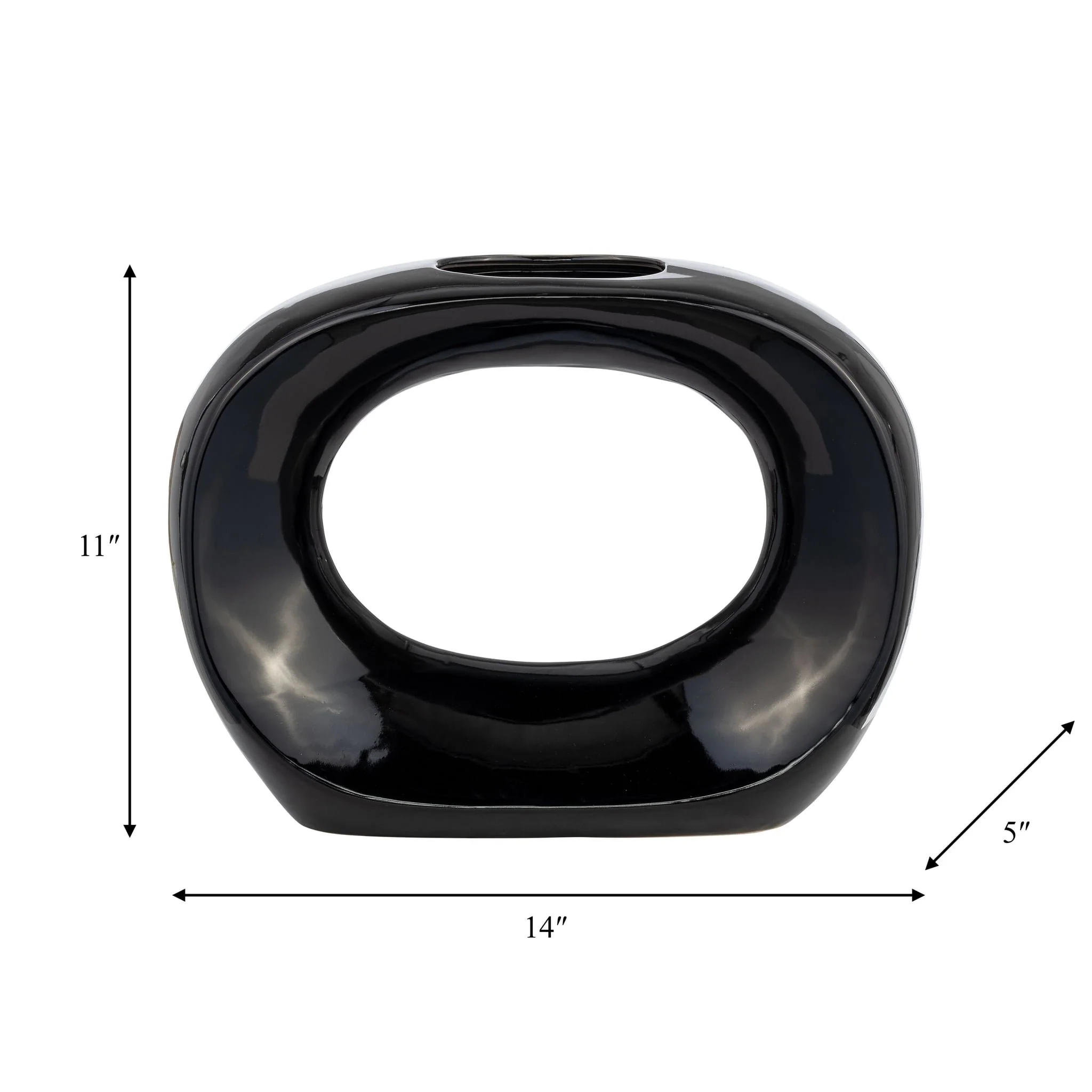 Cer, 11"h Oval Vase, Shiny Black - Image 8
