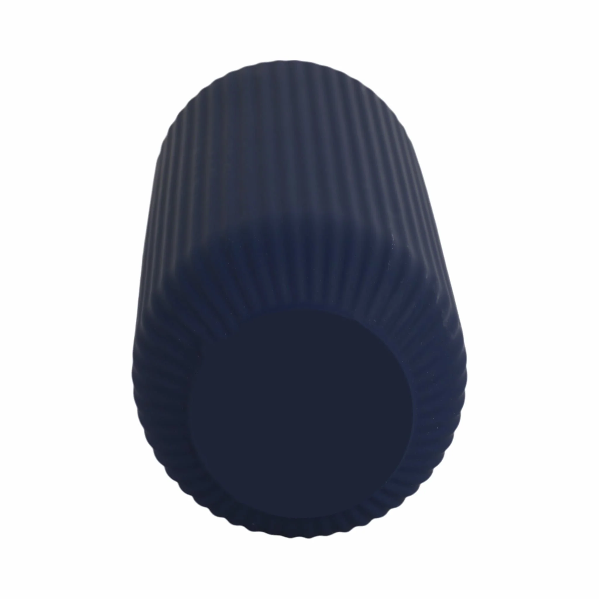 Cer, 11"h Ridged Vase, Navy - Image 7