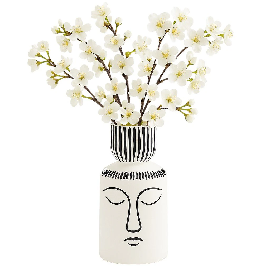 Cer, 11"h Sleeping Man Flower Vase, Wht/blk - Image 2