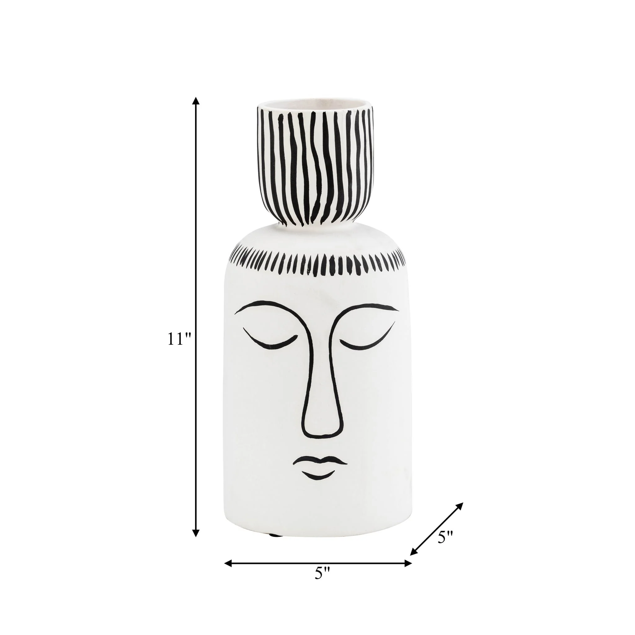 Cer, 11"h Sleeping Man Flower Vase, Wht/blk - Image 9